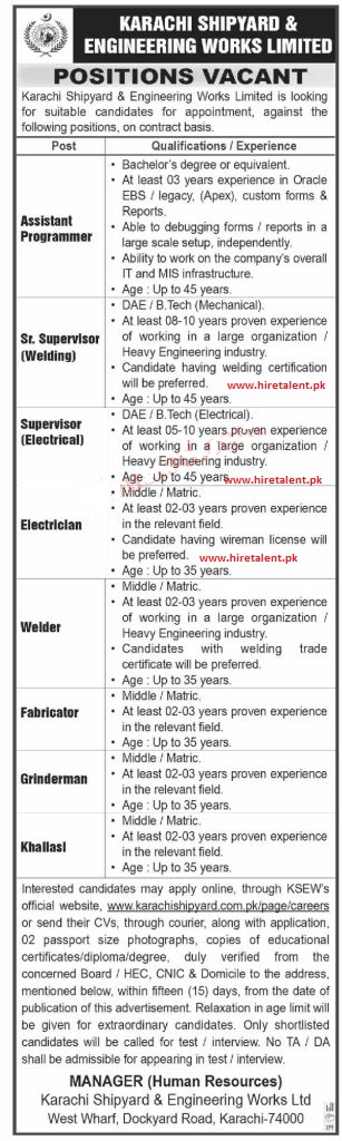 Advertisement image of Karachi Shipyard Latest Jobs 2023