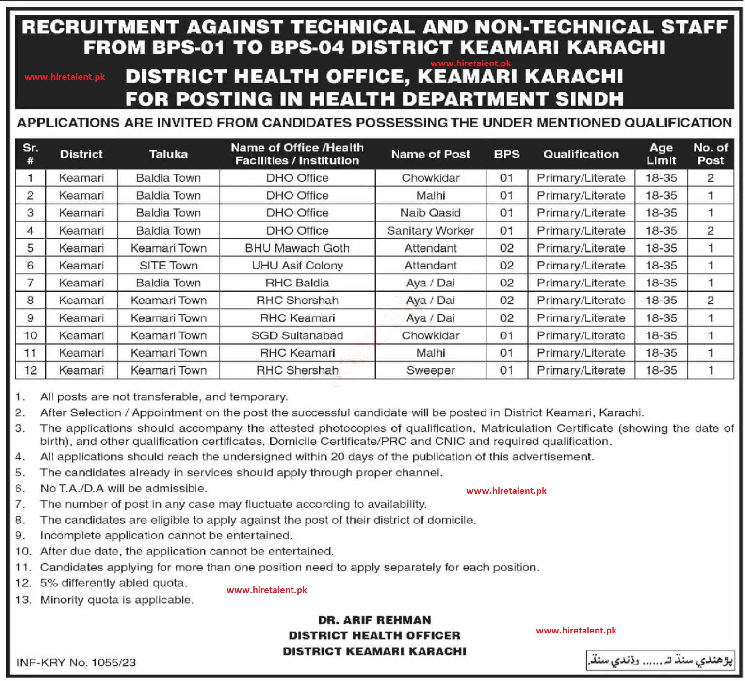 Advertisement Image for Sindh Health Department Jobs 2023 - Jobs in Hyderabad Sindh